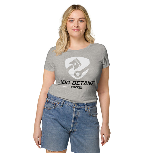 White & Black Logo Women Tee