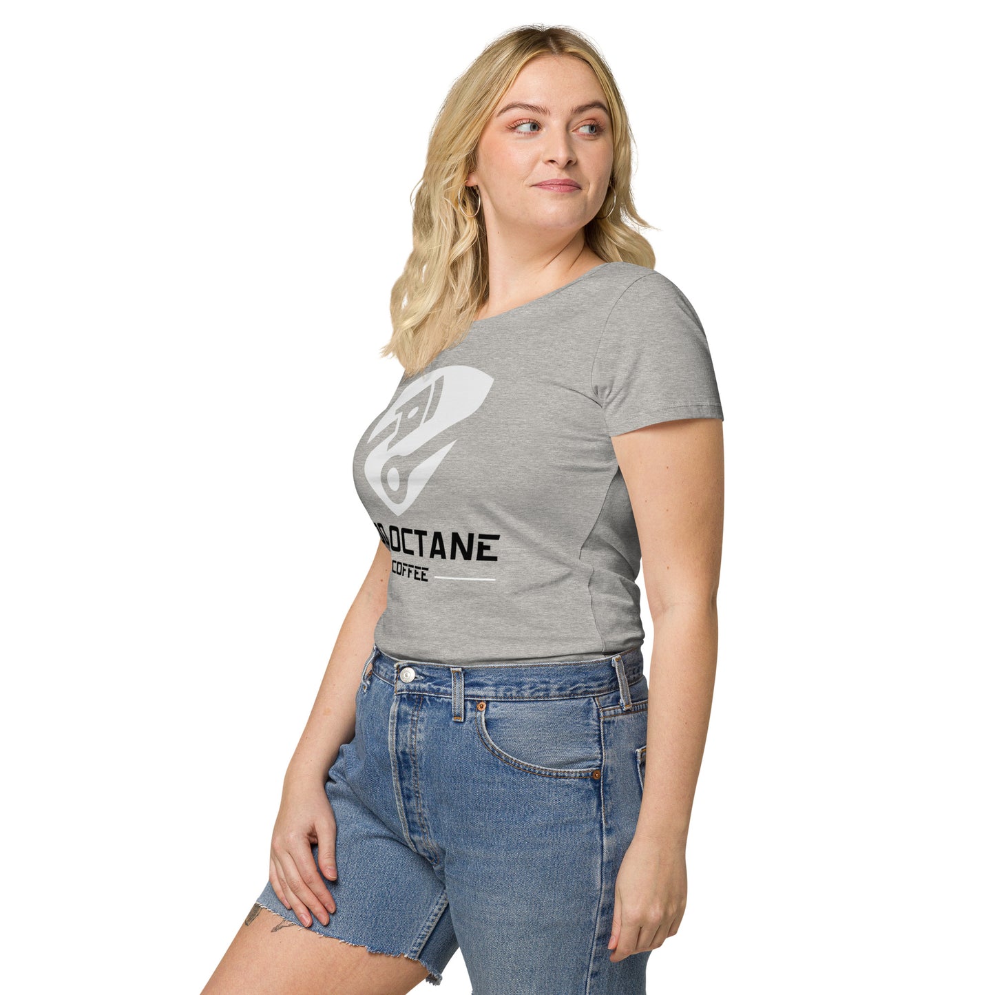 White & Black Logo Women Tee