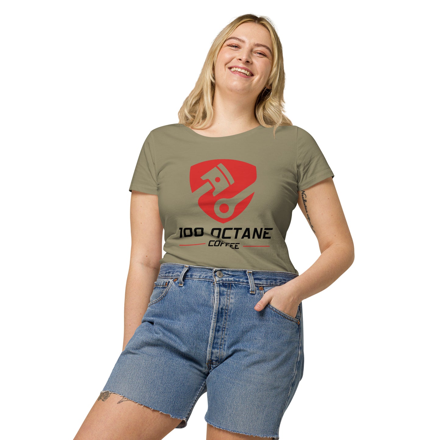 Red & Black Logo Women Tee