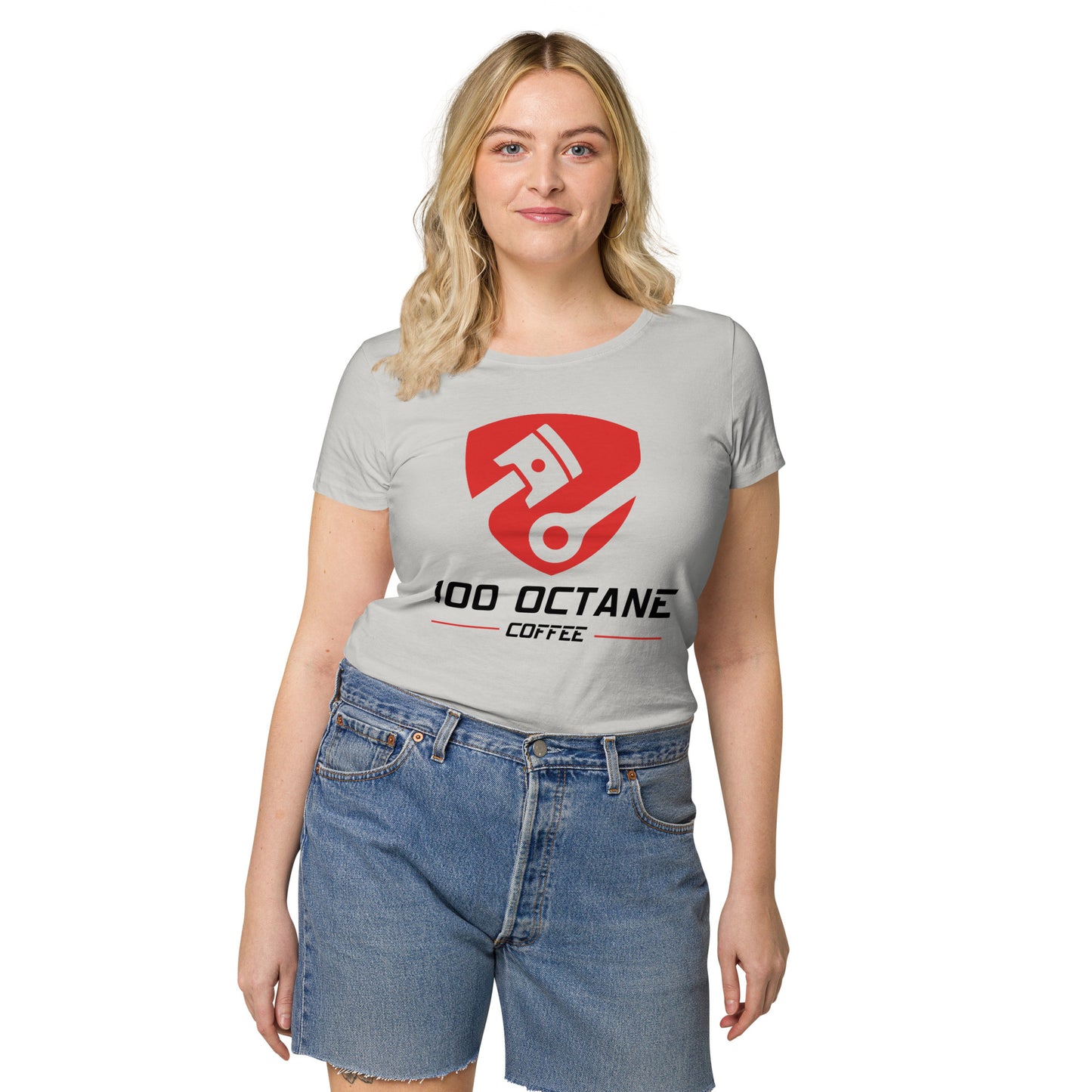 Red & Black Logo Women Tee