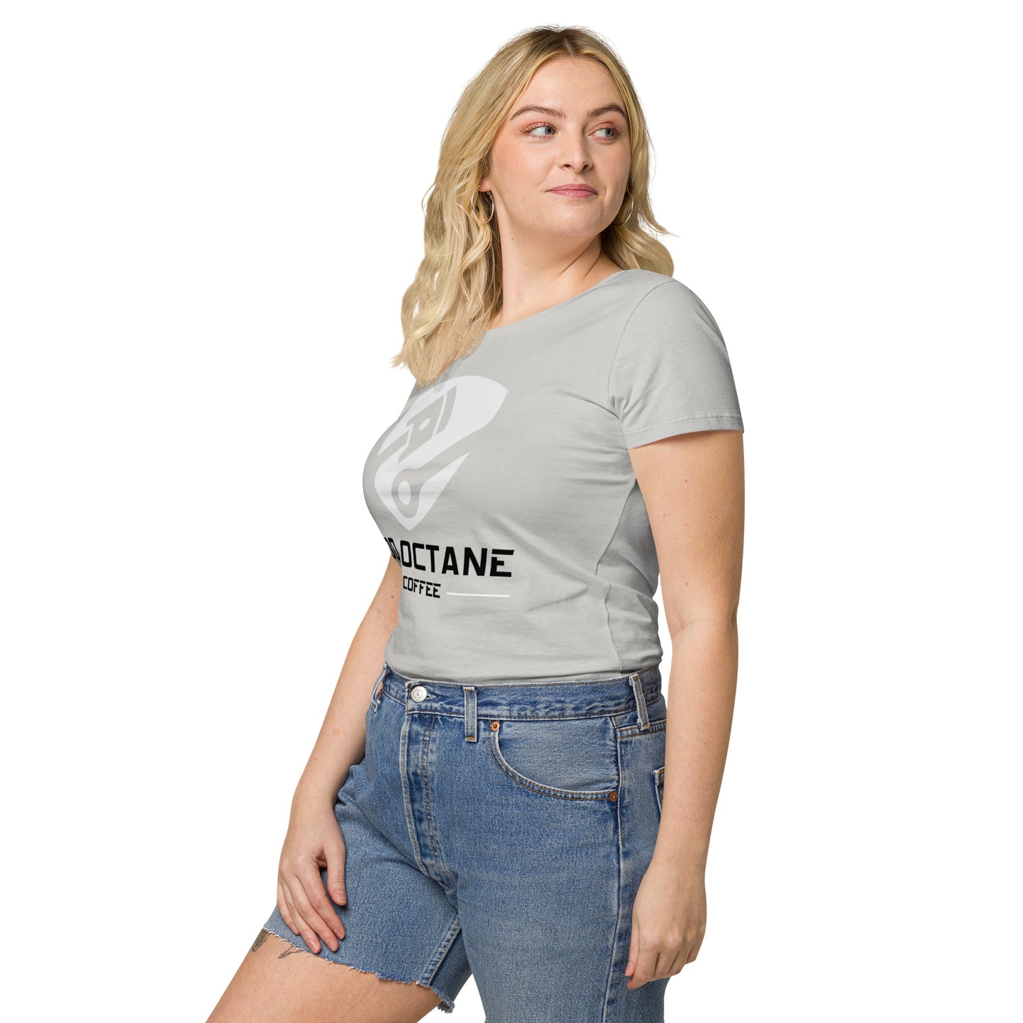 White & Black Logo Women Tee