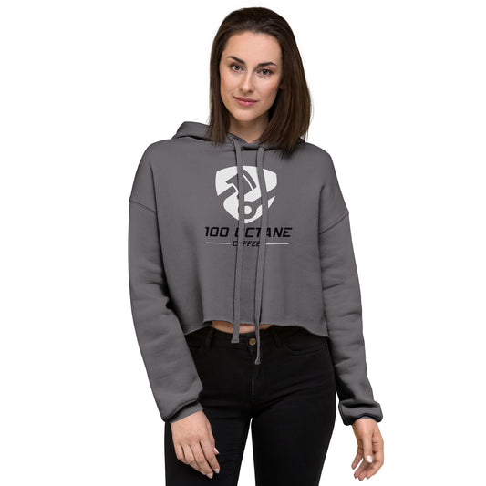 Black & White Logo Women Crop Hoodie