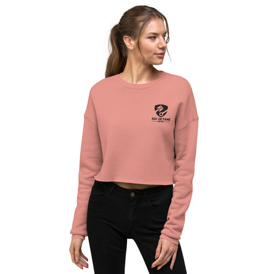 Black & White Embroidery Logo Women Crop Sweatshirt