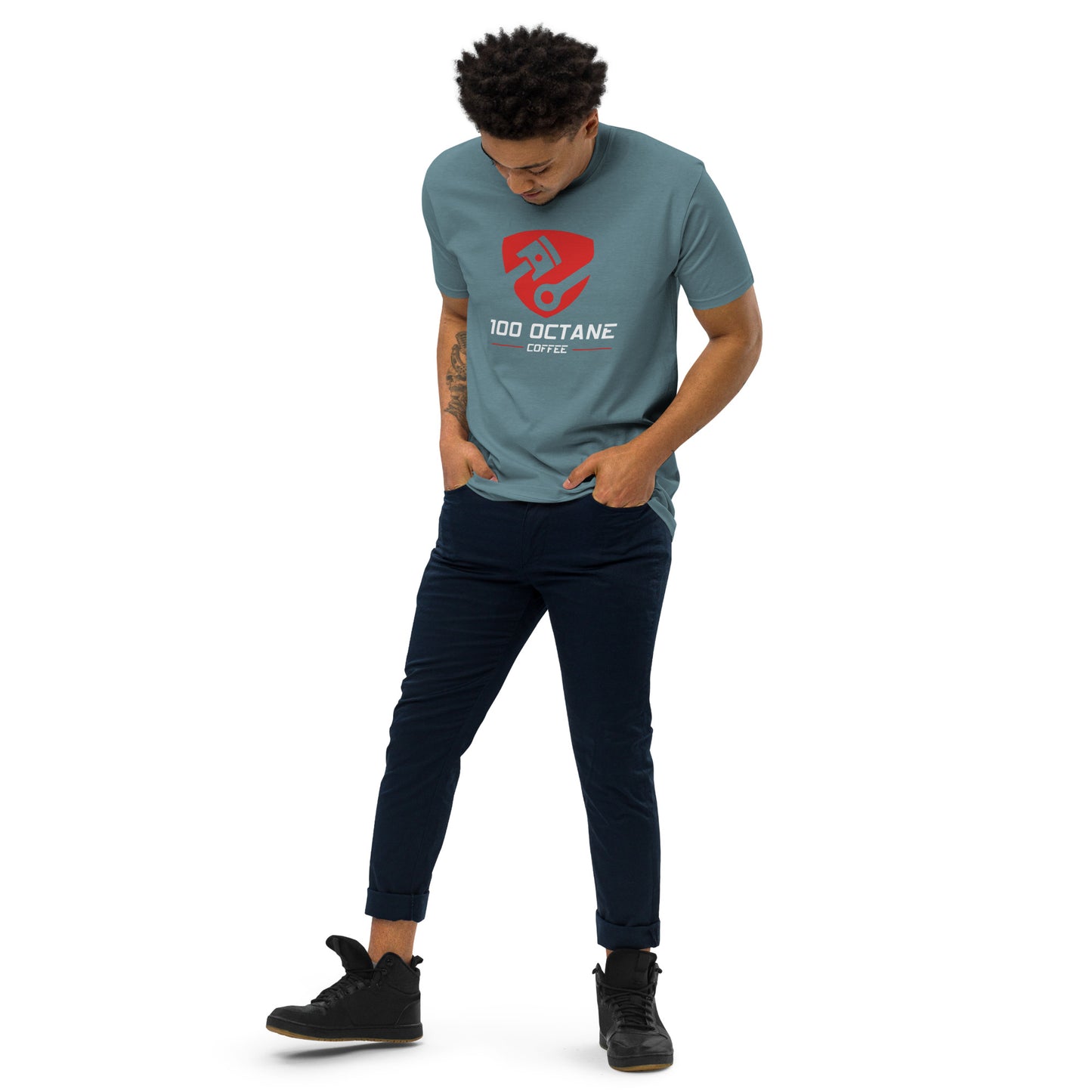 100 Octane Coffee Red & White Logo Tee