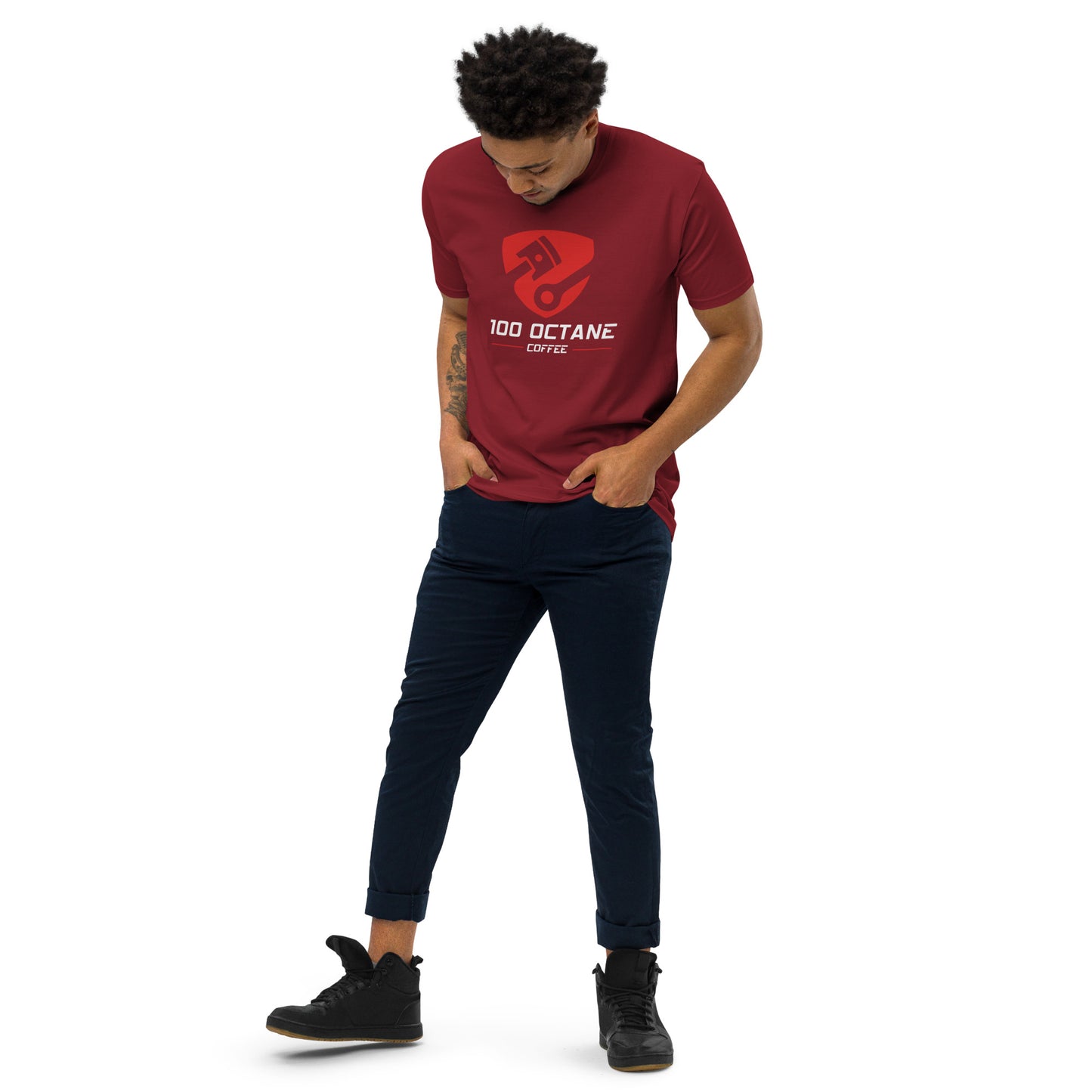 100 Octane Coffee Red & White Logo Tee