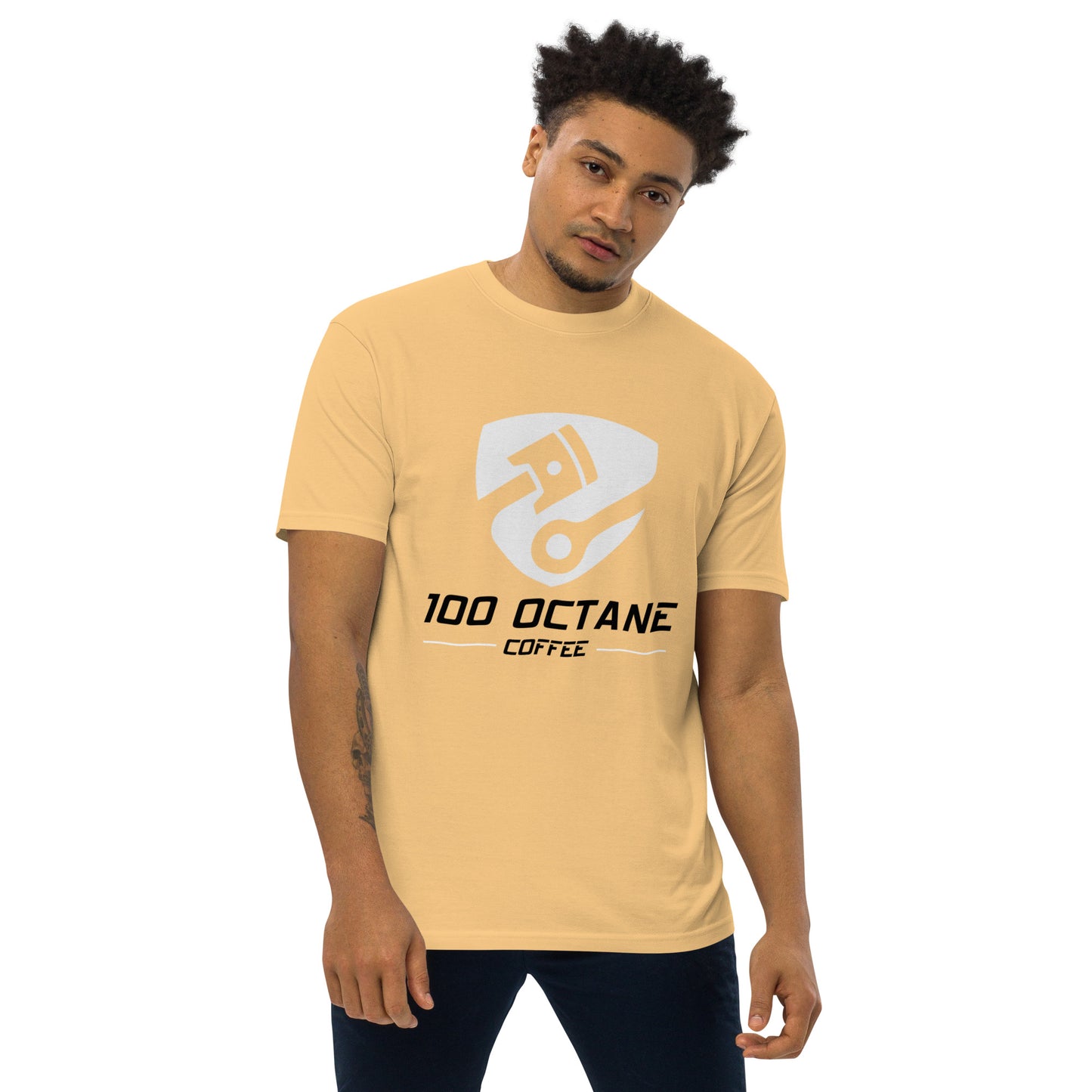 100 Octane Coffee White & Black Logo Men Tee