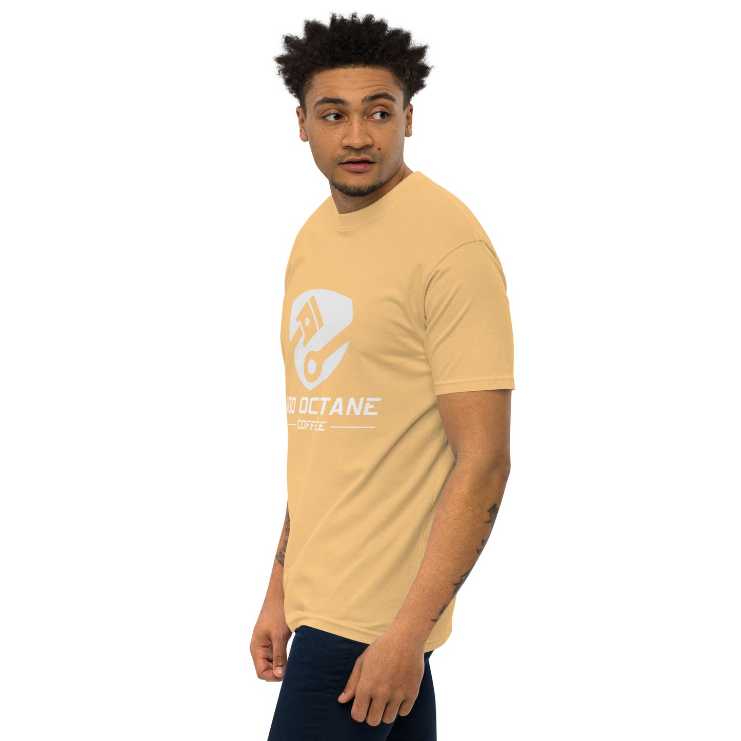 100 Octane Coffee White Logo Men Tee
