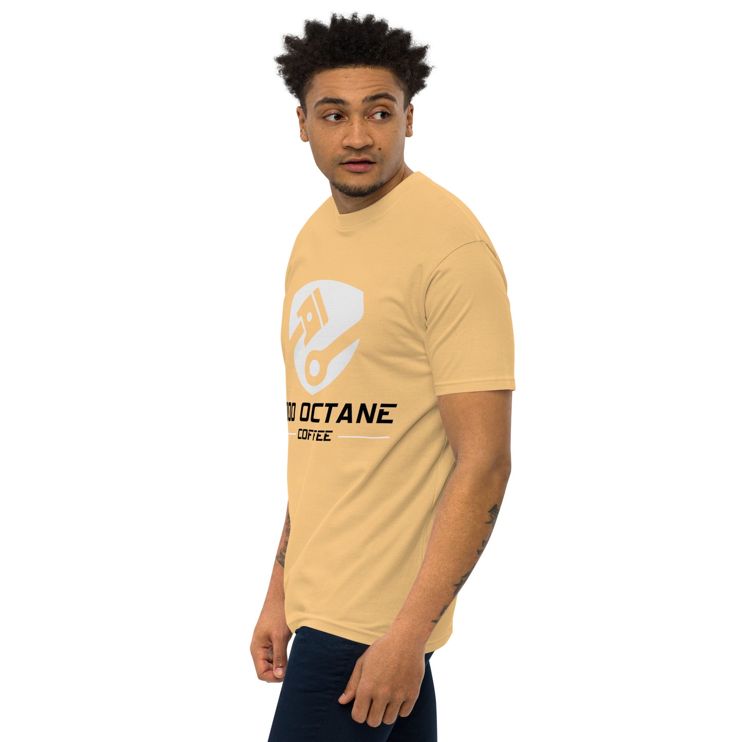 100 Octane Coffee White & Black Logo Men Tee