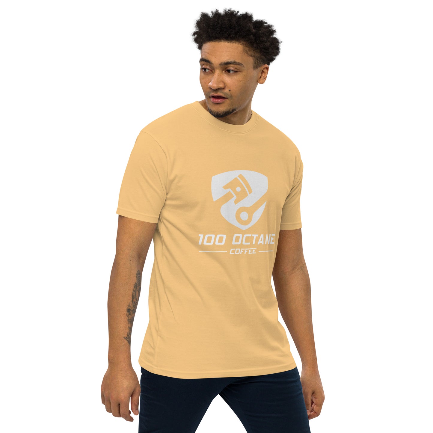 100 Octane Coffee White Logo Men Tee