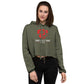 Red & White Logo Women Crop Hoodie