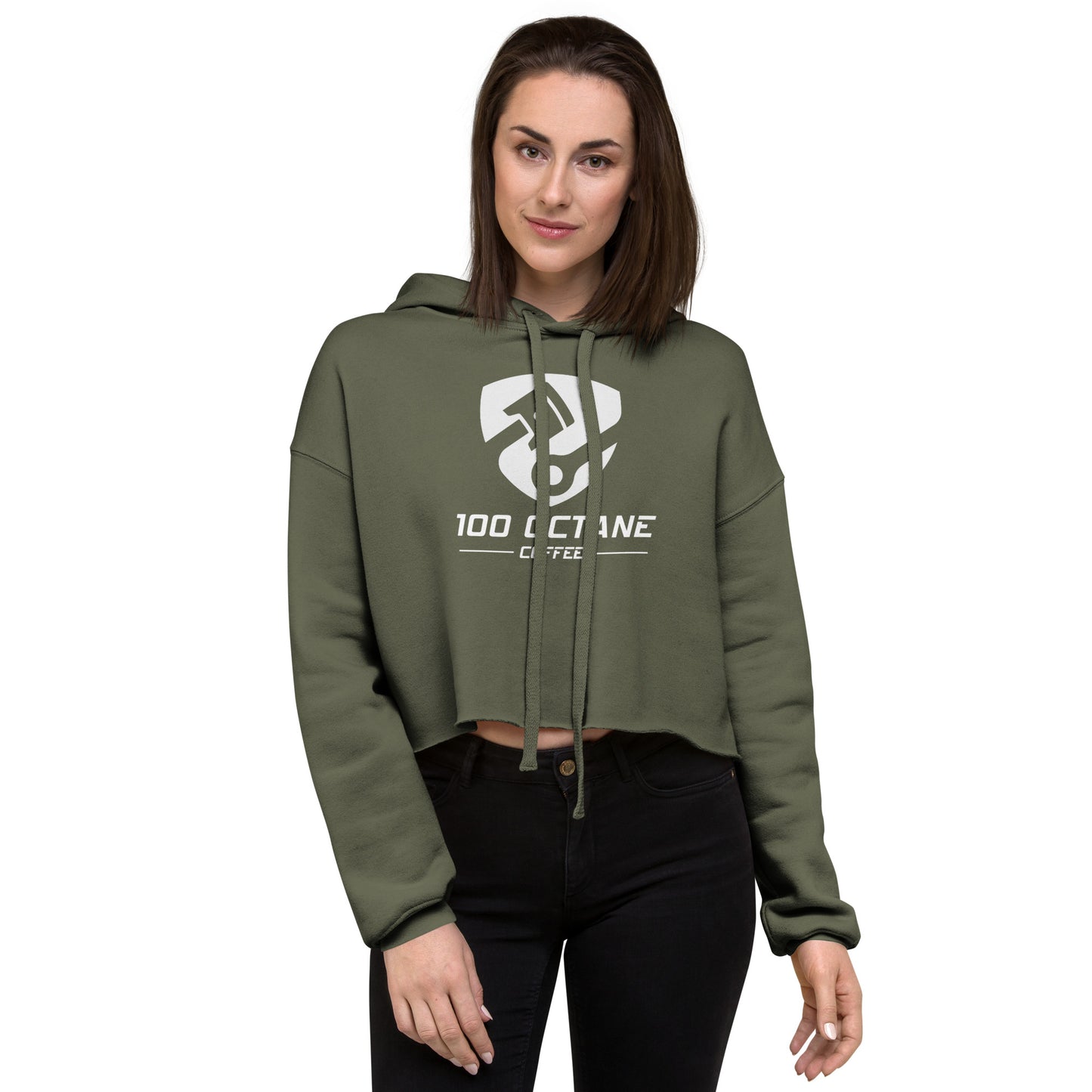 White Logo Women Crop Hoodie