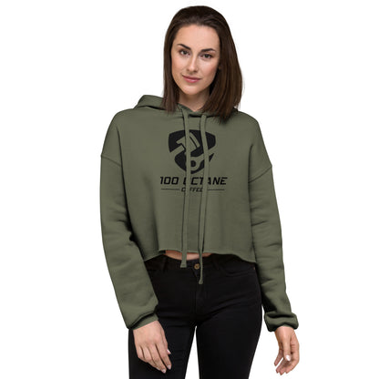 Black Logo Women Crop Hoodie