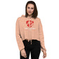 Red & White Logo Women Crop Hoodie