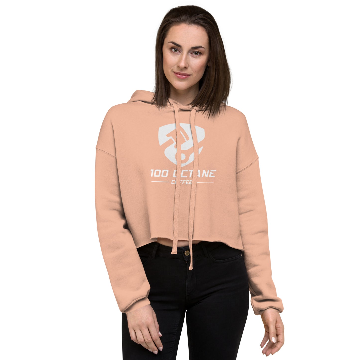 White Logo Women Crop Hoodie
