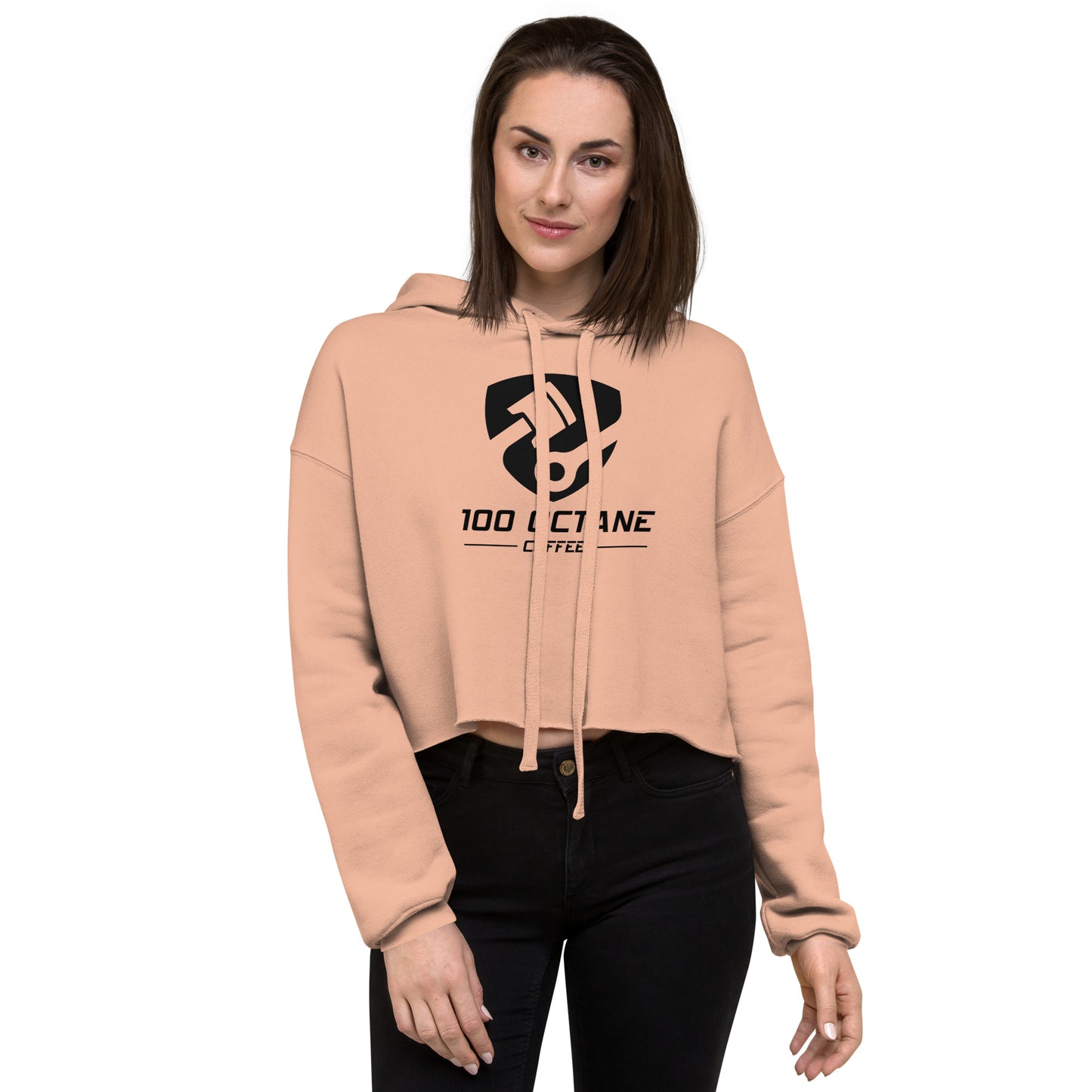 Black Logo Women Crop Hoodie