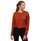 Red & White Embroidery Logo Women Crop Sweatshirt