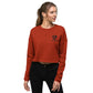 Black & White Embroidery Logo Women Crop Sweatshirt