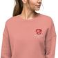 Red & White Embroidery Logo Women Crop Sweatshirt