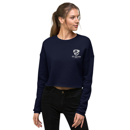 White Embroidery Logo Women Crop Sweatshirt