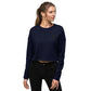 Black & White Embroidery Logo Women Crop Sweatshirt