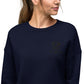 Black & White Embroidery Logo Women Crop Sweatshirt